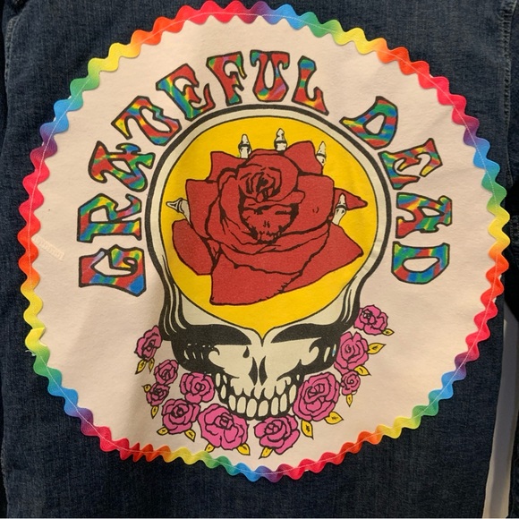 Men’s Custom Wrangler Denim Grateful Dead Upcycled Pearl Snap Western Band Shirt - Picture 2 of 8